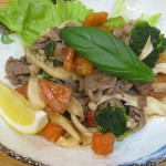 トマトと牛肉のバジル炒め